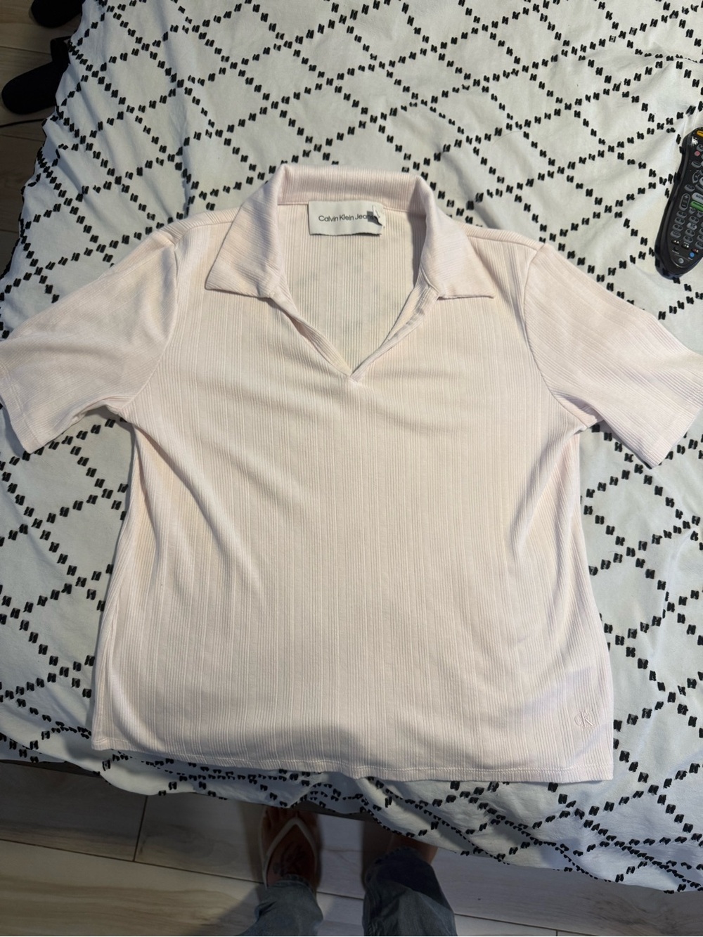 Calvin Klein Jeans Pale Pink Ribbed Polo Tee
